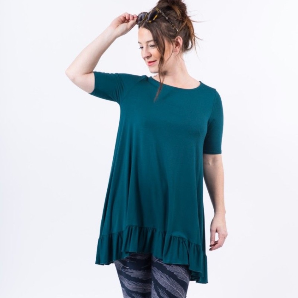 Teal Agnes Dora ruffle Tunic medium